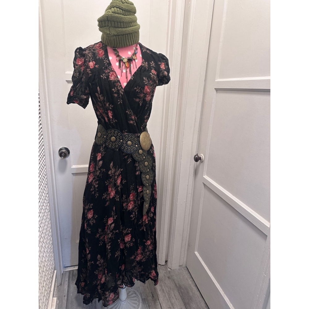 Women's Denim and Supply Dress, Floral, Black, Size M
